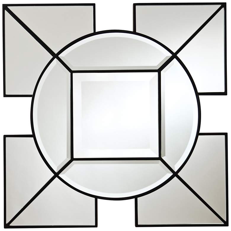 Image 1 Arabesque Black Geometric 24" Square Silver Wall Mirror