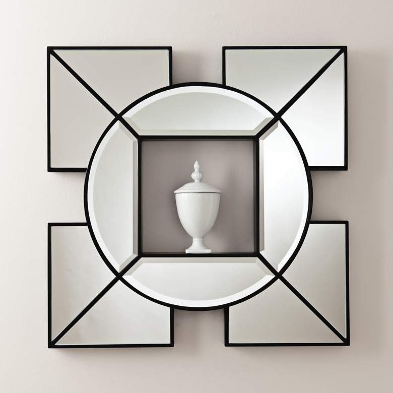 Image 1 Arabesque Black Shadow Box 24 inch Square Silver Wall Mirror