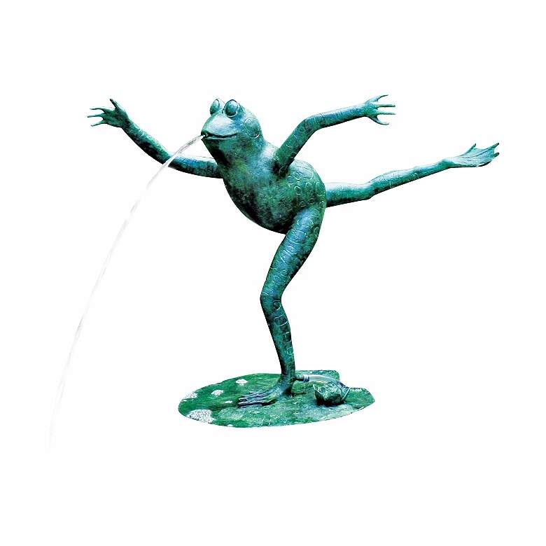 Image 2 Arabesque Frog 23" HIgh Cast Brass Water Spitter Fountain