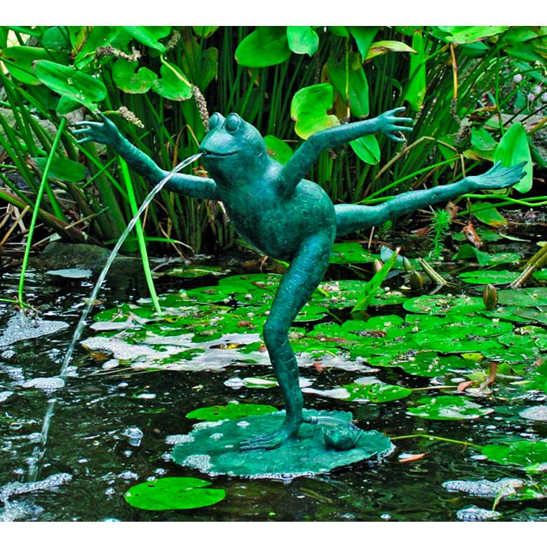Image 1 Arabesque Frog 23" HIgh Cast Brass Water Spitter Fountain