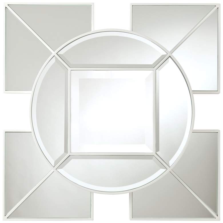Image 1 Arabesque White Geometric 24 inch Square Silver Wall Mirror