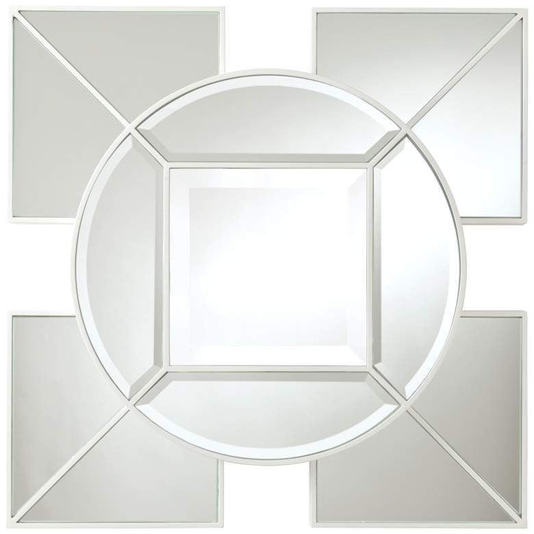 Image 1 Arabesque White Geometric 24" Square Silver Wall Mirror