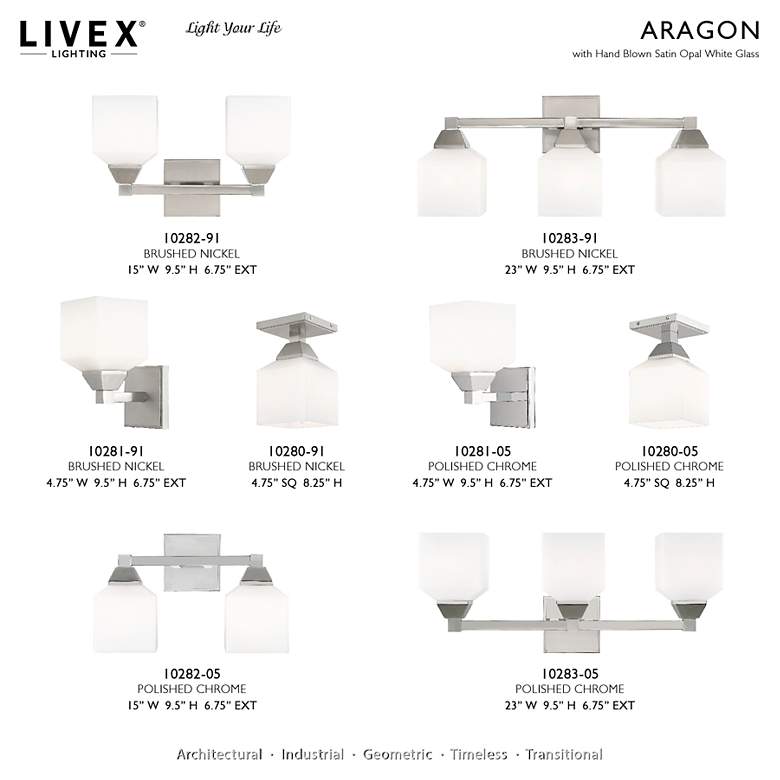 Image 3 Aragon 1 Light Brushed Nickel Ceiling Mount more views