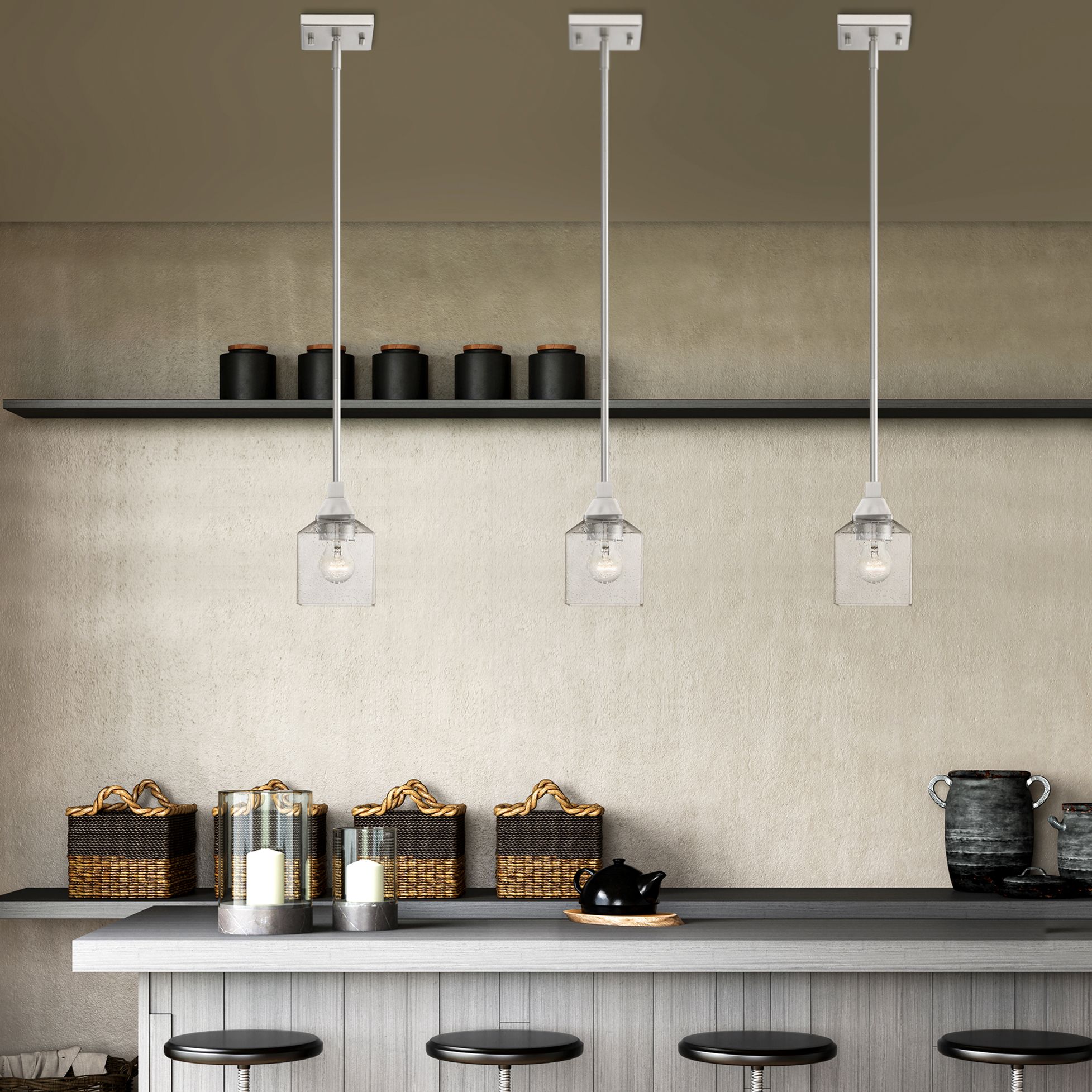 Aragon 1 Light Brushed Nickel Mini Pendant