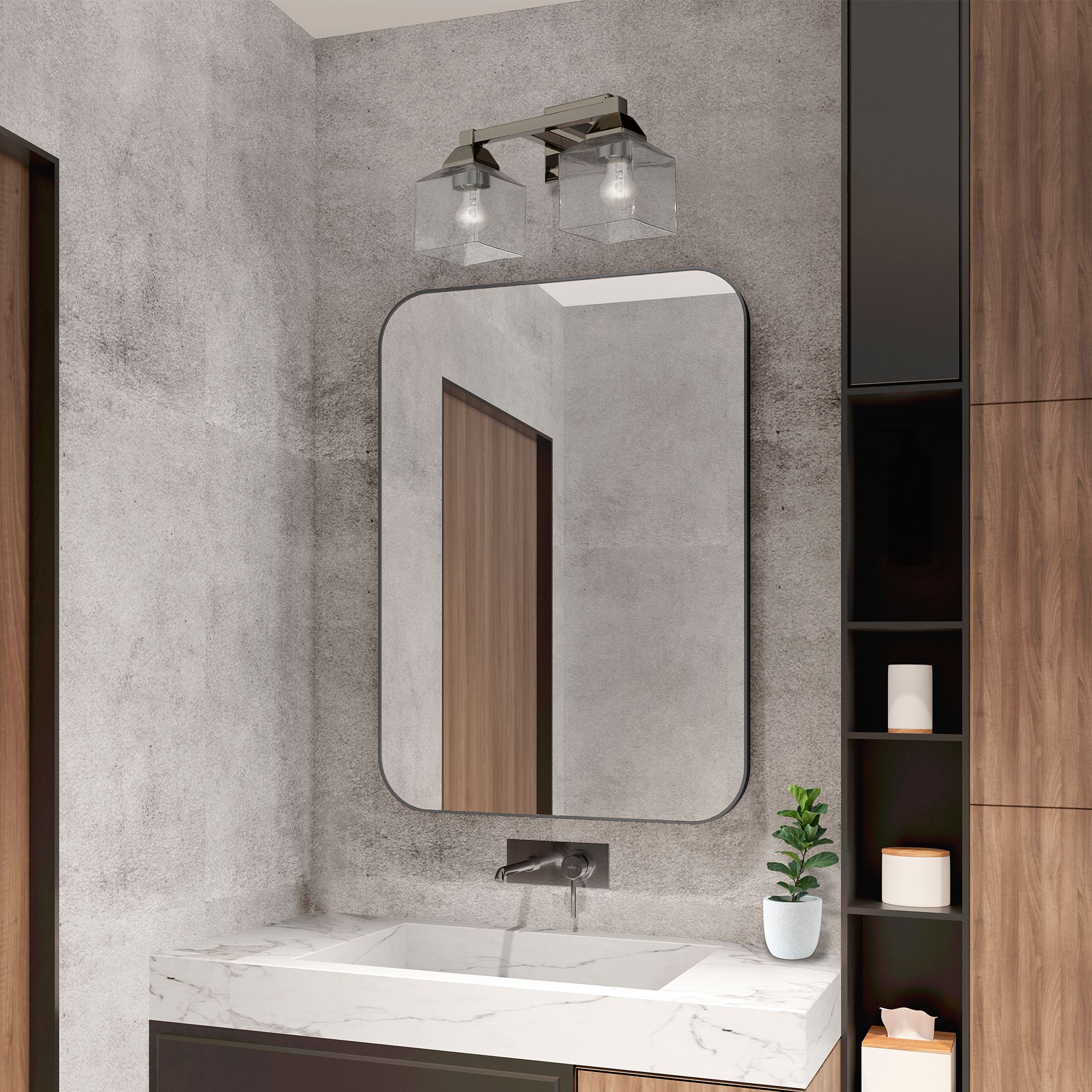 Aragon 2 Light Black Chrome Vanity Sconce