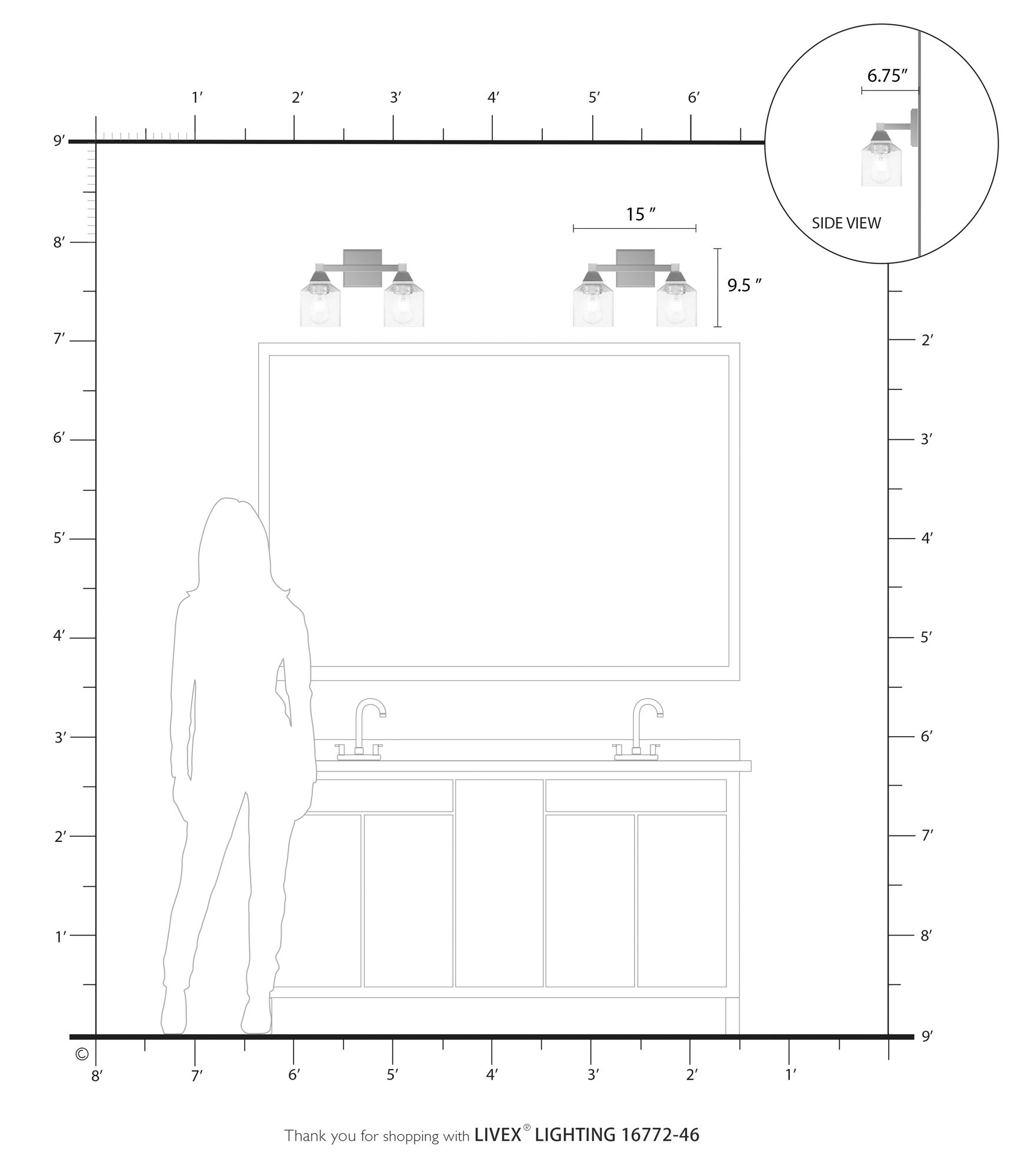 Aragon 2 Light Black Chrome Vanity Sconce