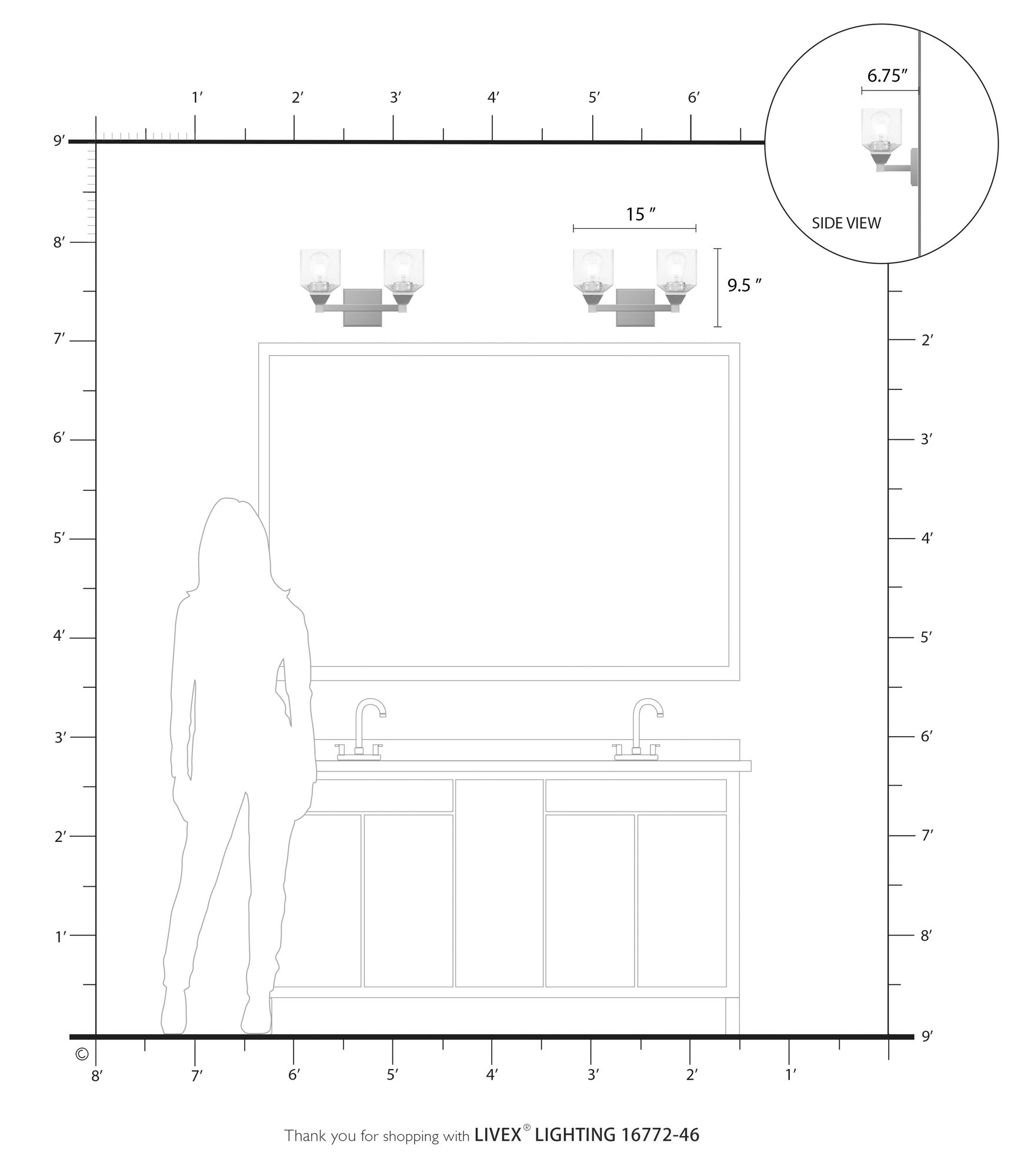 Aragon 2 Light Black Chrome Vanity Sconce