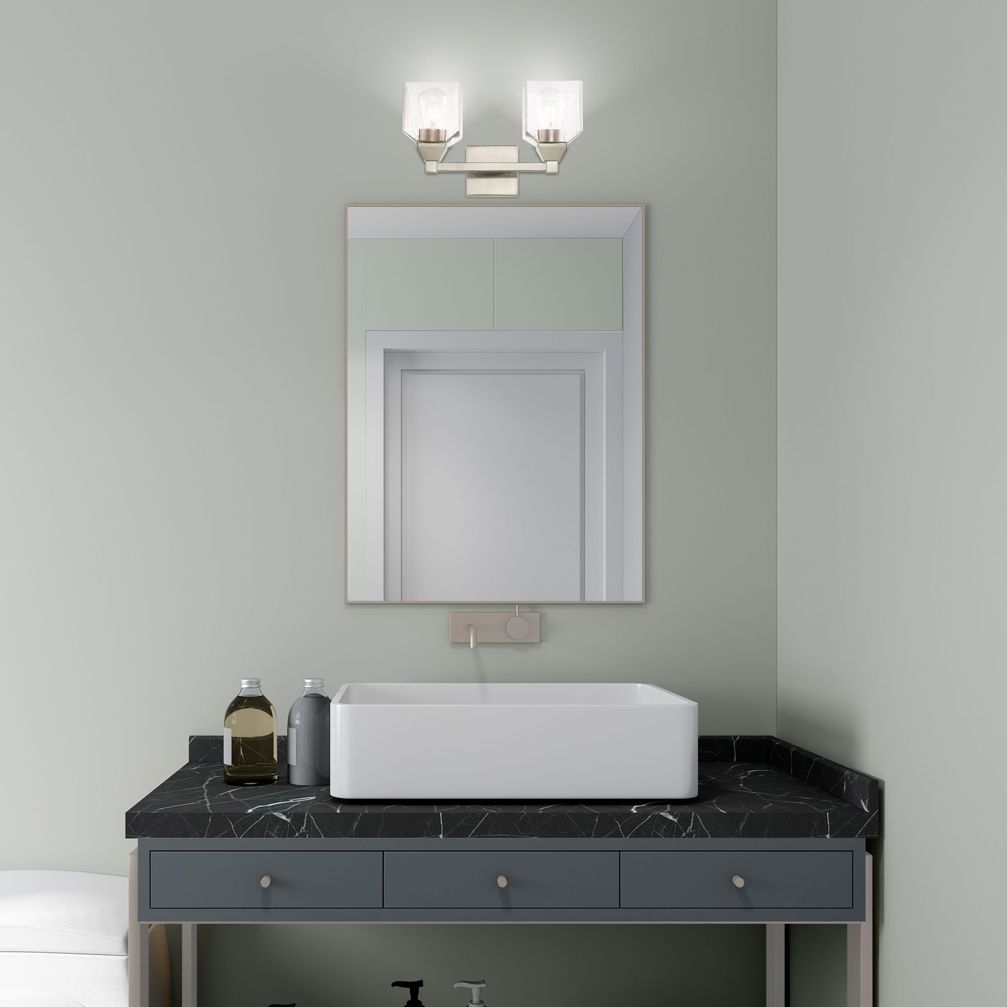 Aragon 2 Light Brushed Nickel Bath Vanity