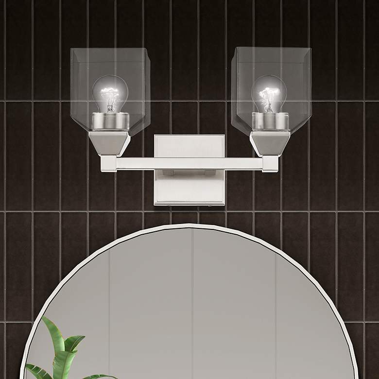 Image 1 Aragon 2 Light Brushed Nickel Vanity Sconce