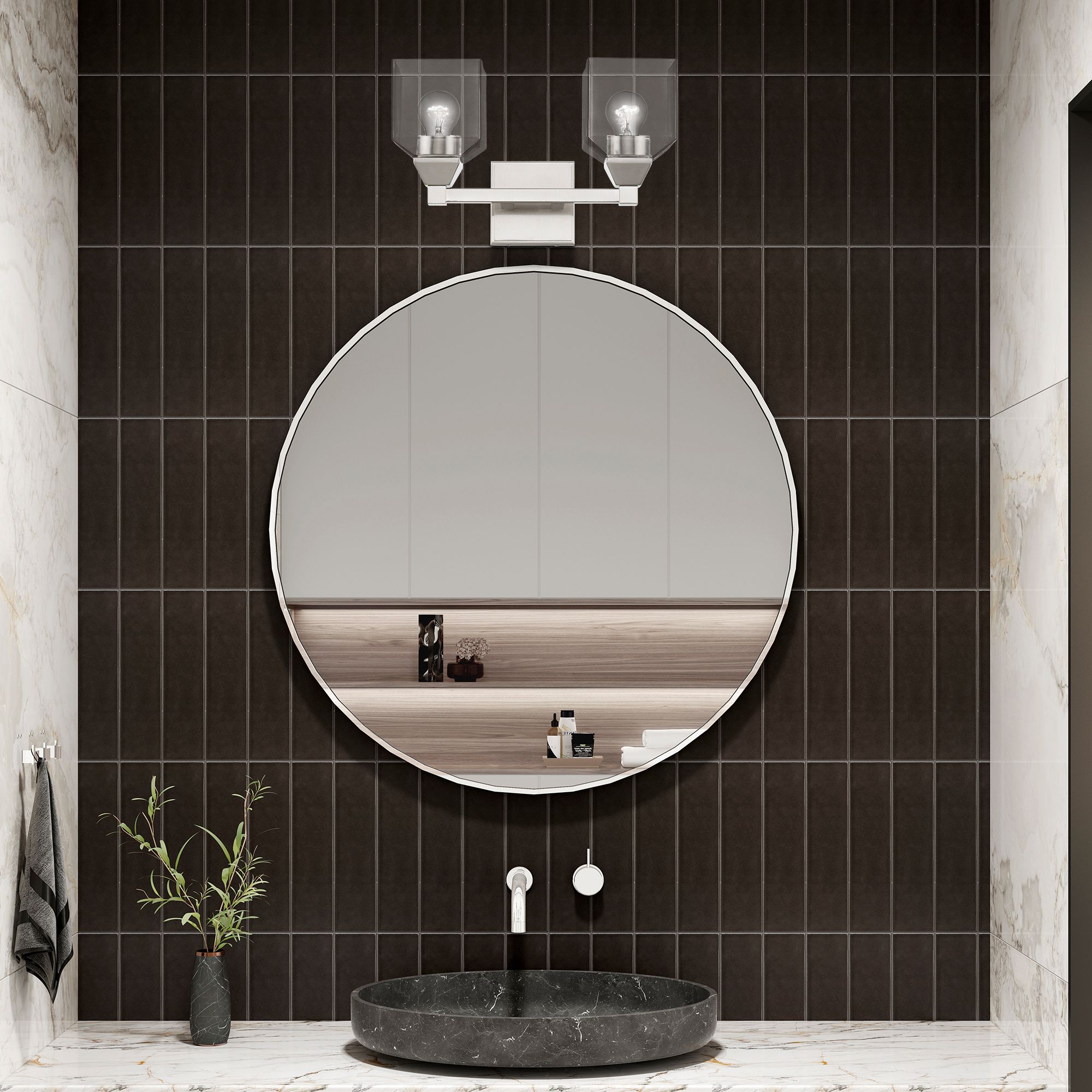 Aragon 2 Light Brushed Nickel Vanity Sconce