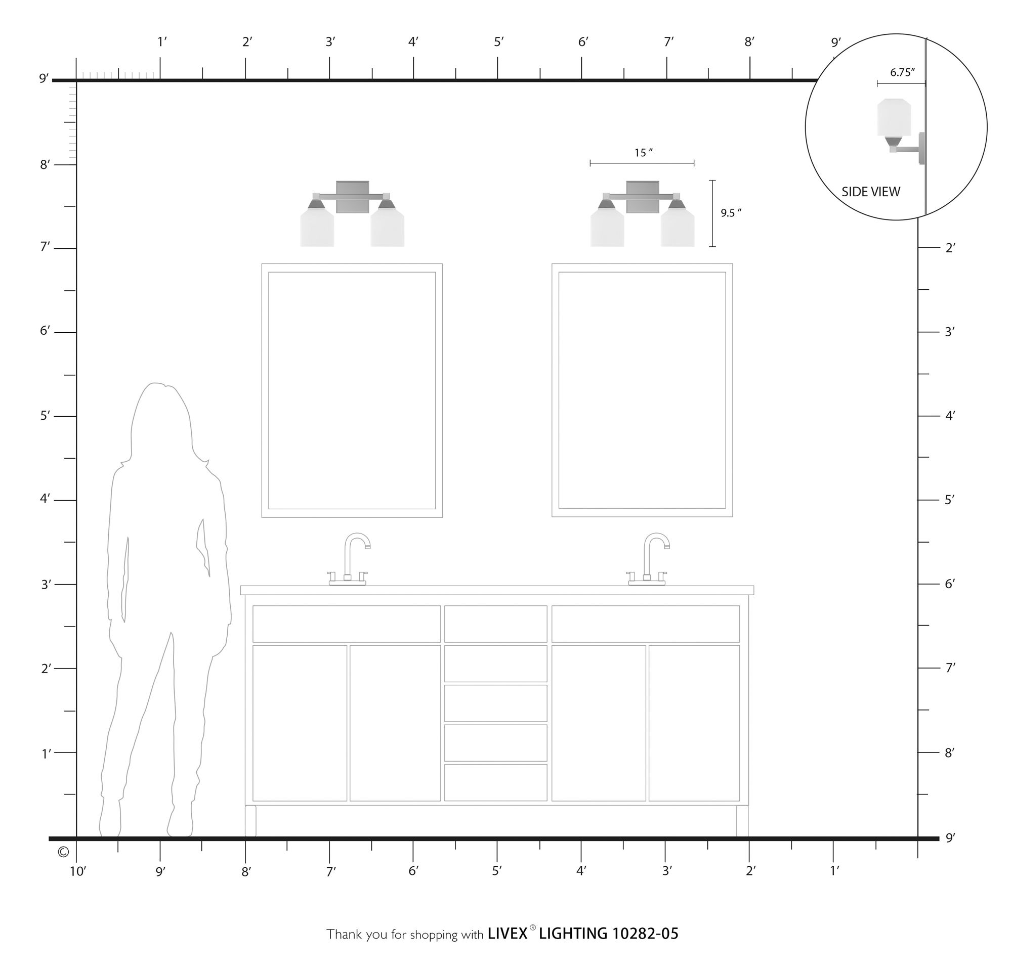 Aragon 2 Light Polished Chrome Bath Vanity