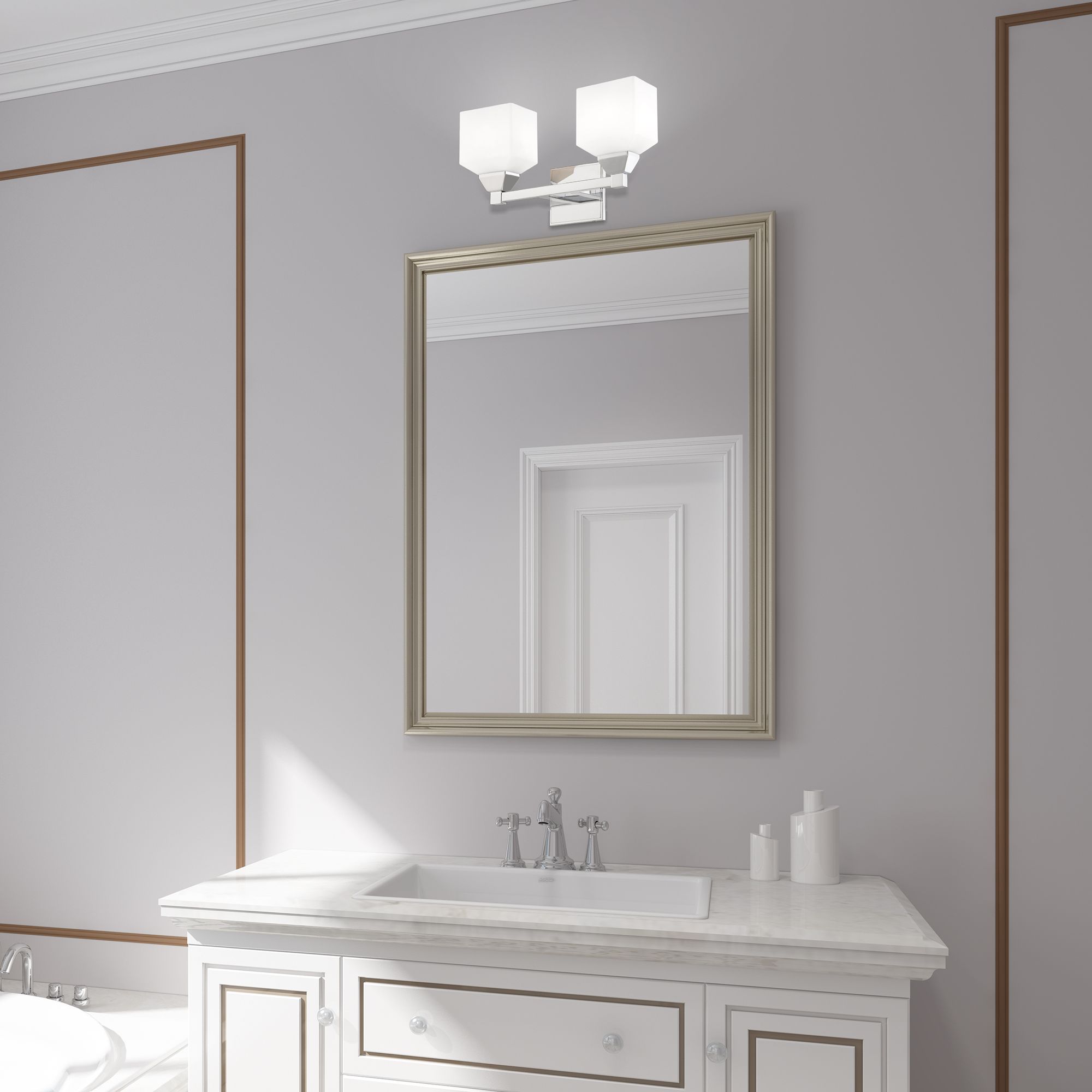 Aragon 2 Light Polished Chrome Bath Vanity