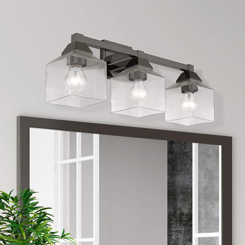 Image 1 Aragon 3 Light Black Chrome Vanity Sconce