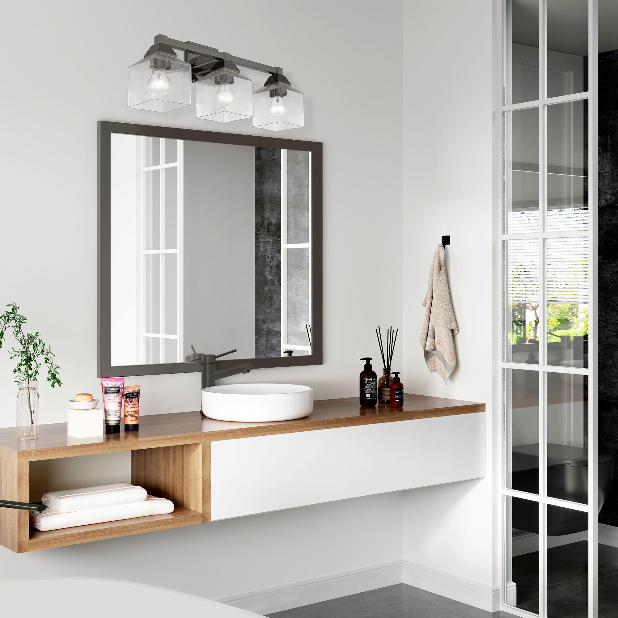 Aragon 3 Light Black Chrome Vanity Sconce