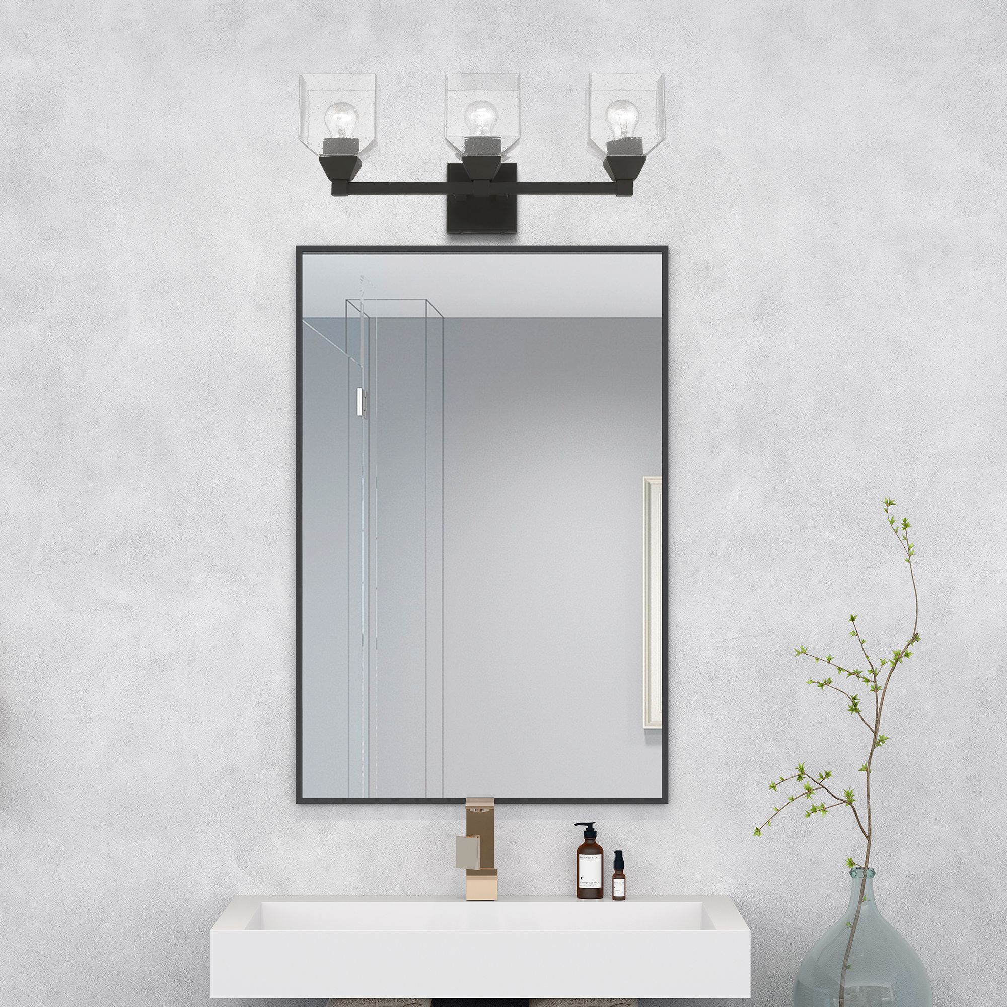 Aragon 3 Light Black Vanity Sconce