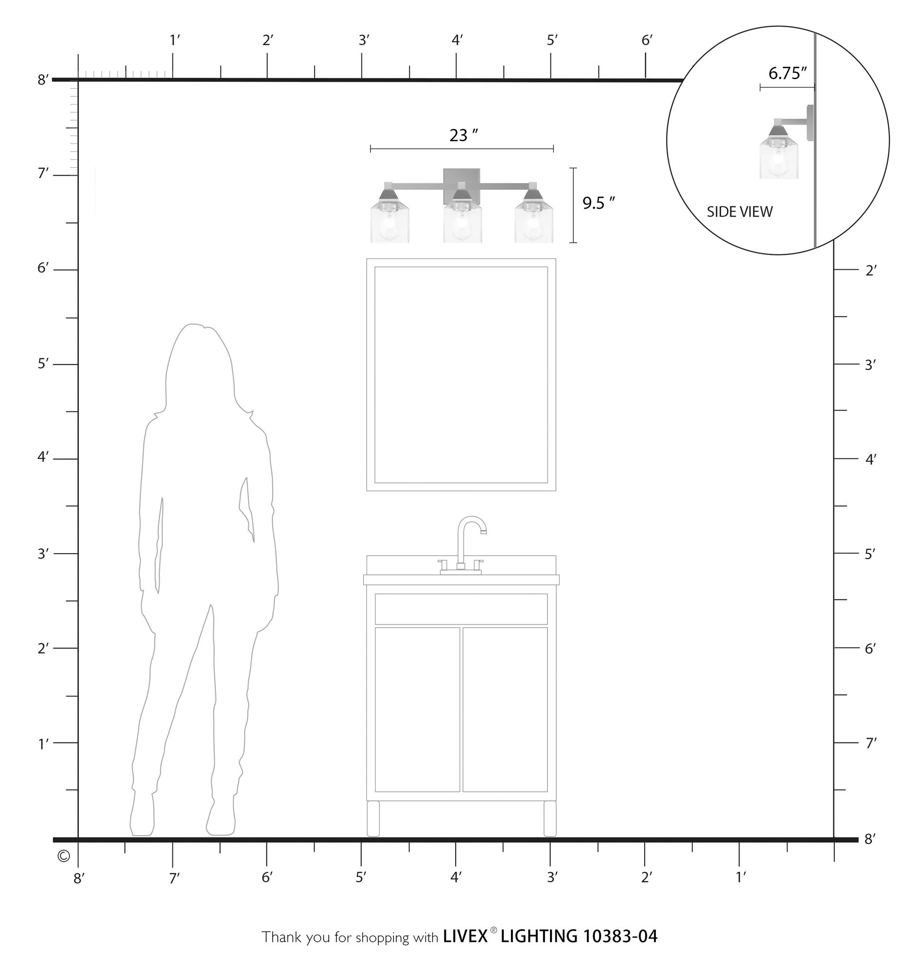 Aragon 3 Light Black Vanity Sconce