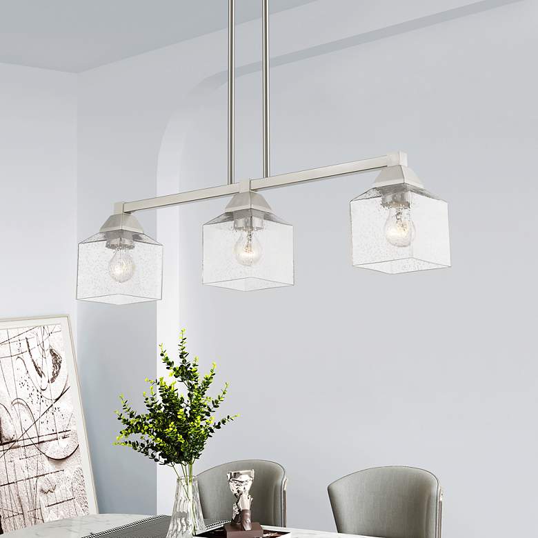Image 1 Aragon 3 Light Brushed Nickel Linear Chandelier
