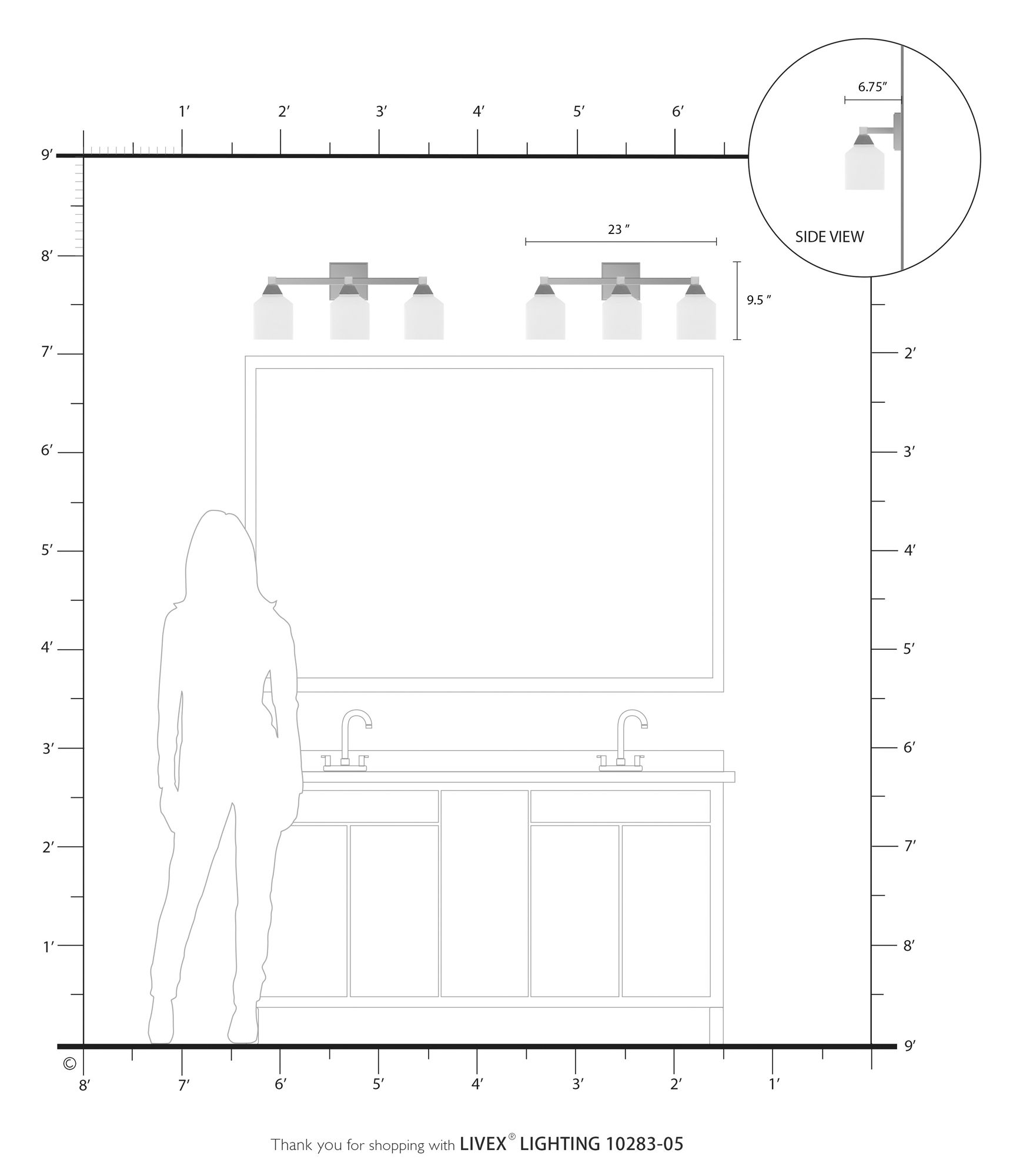 Aragon 3 Light Polished Chrome Bath Vanity