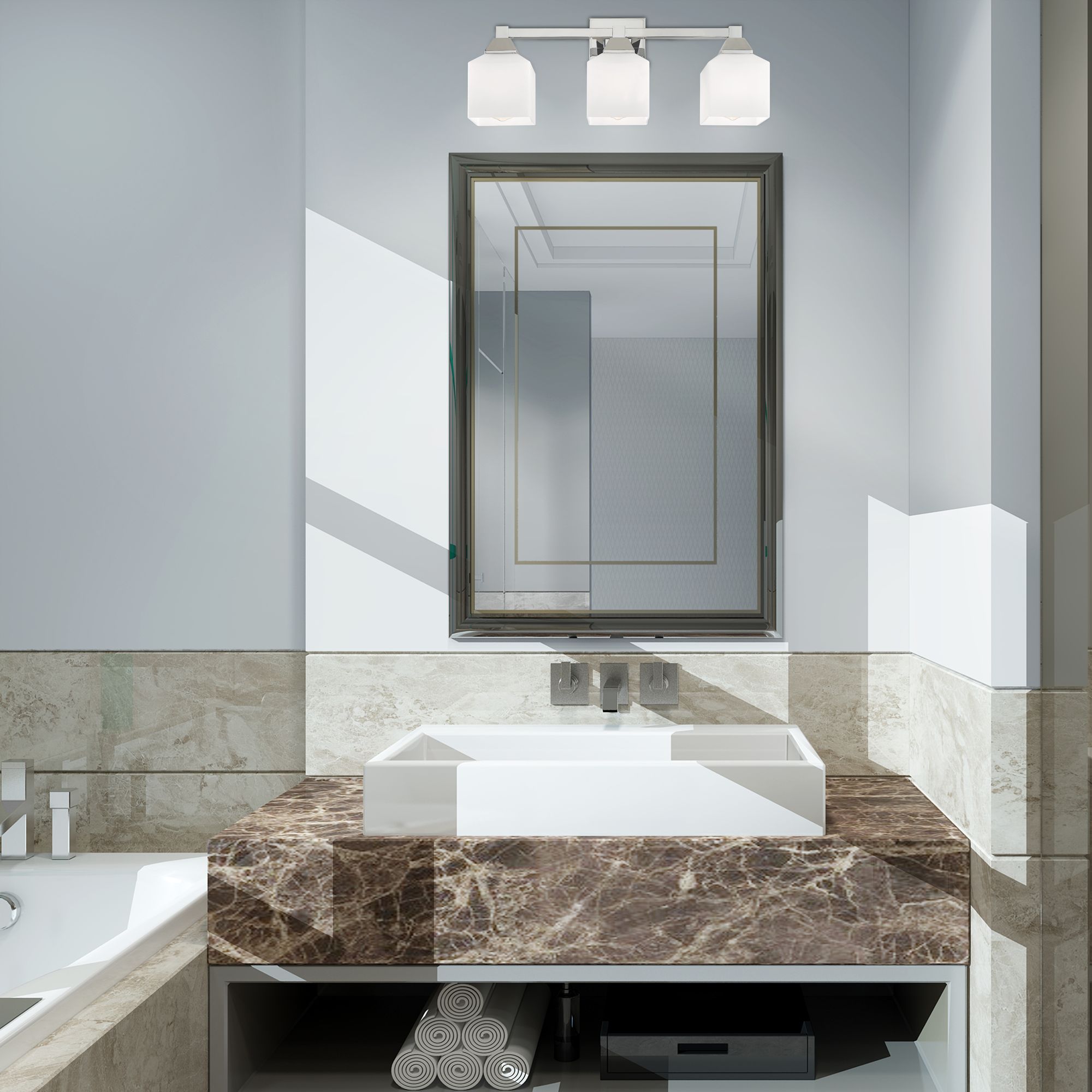 Aragon 3 Light Polished Chrome Bath Vanity