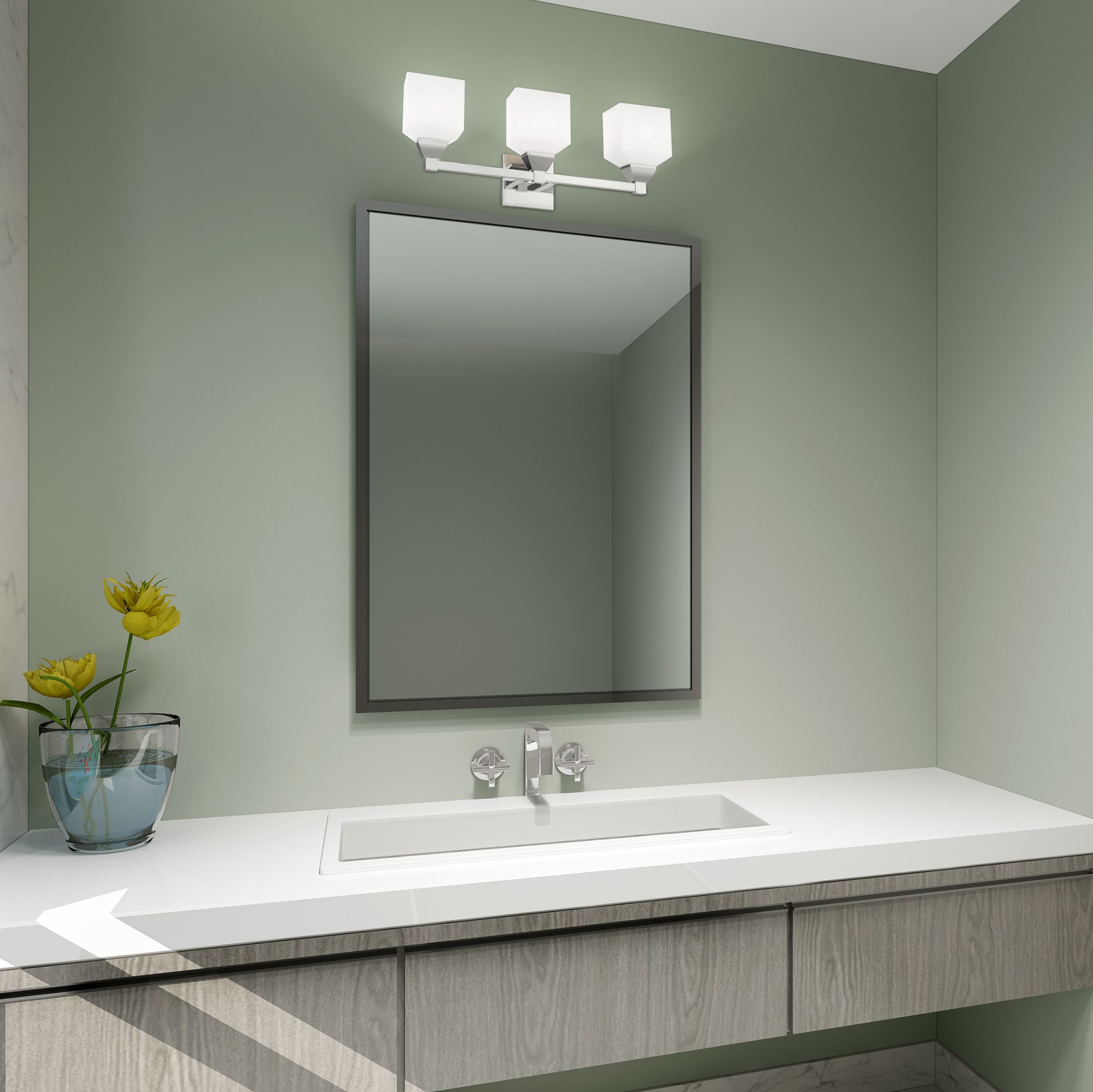 Aragon 3 Light Polished Chrome Bath Vanity