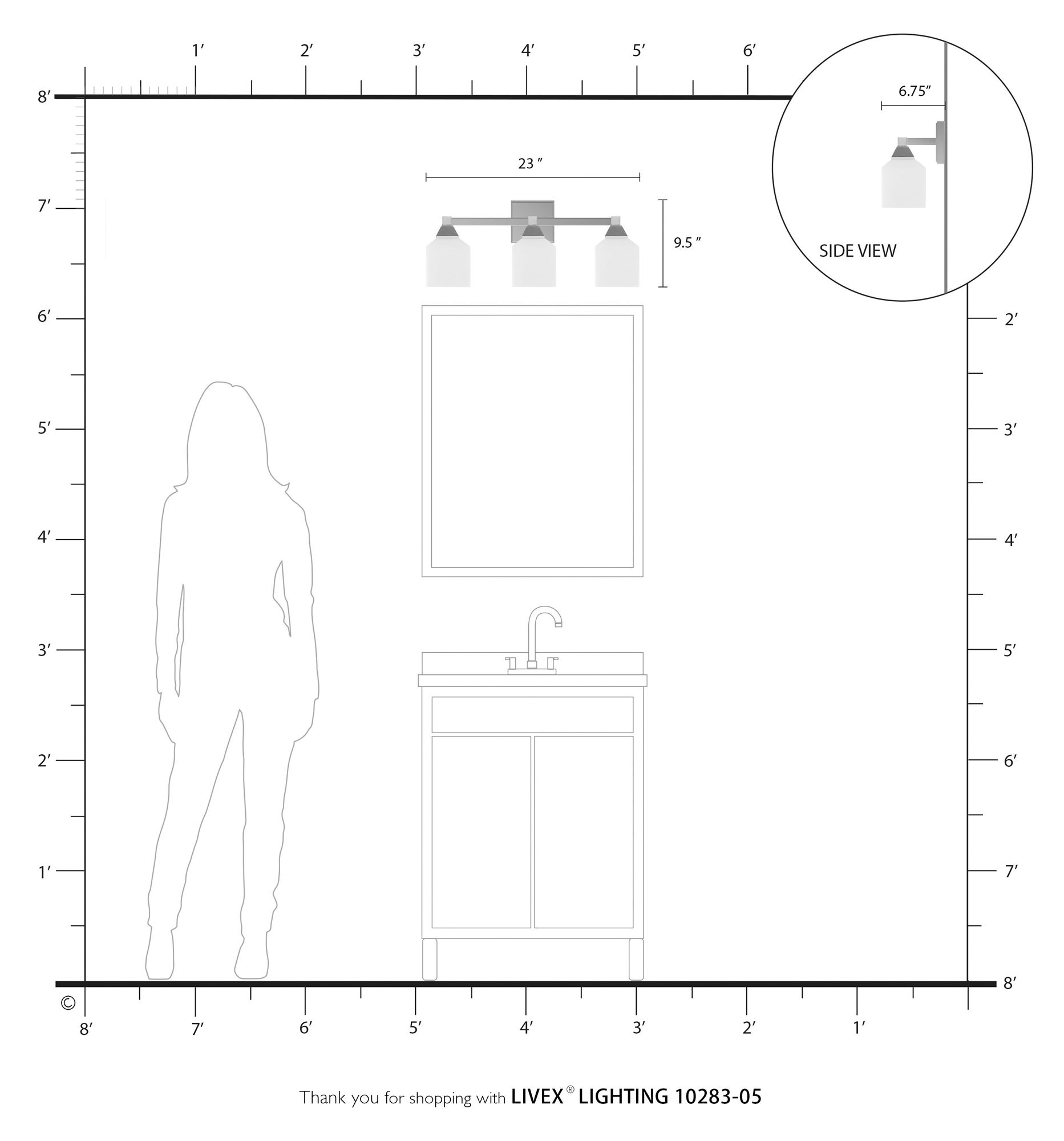 Aragon 3 Light Polished Chrome Bath Vanity