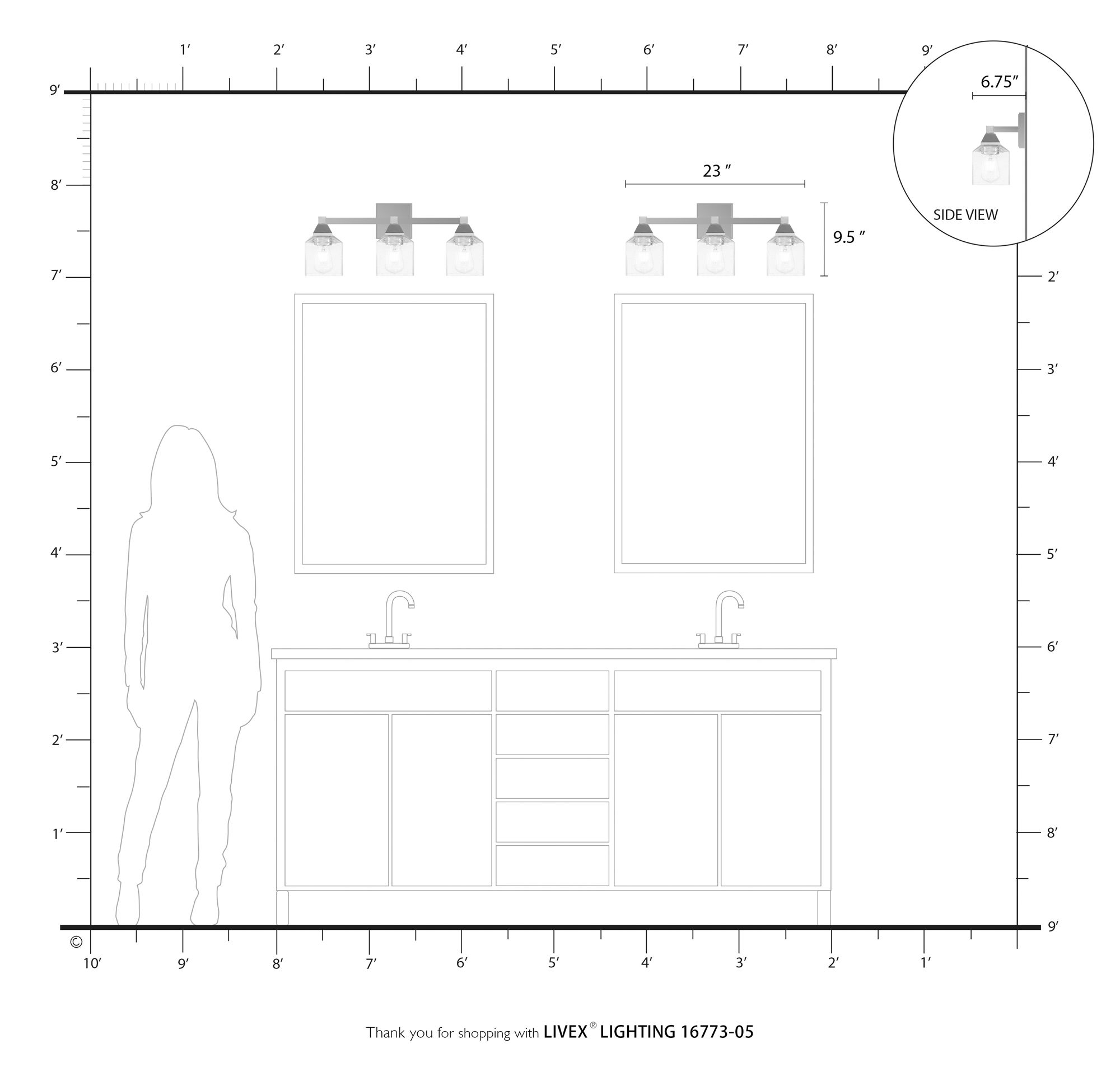 Aragon 3 Light Polished Chrome Vanity Sconce
