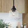 1_Aragon 4 3/4" Wide Black Mini Pendant w/ Clear Glass
