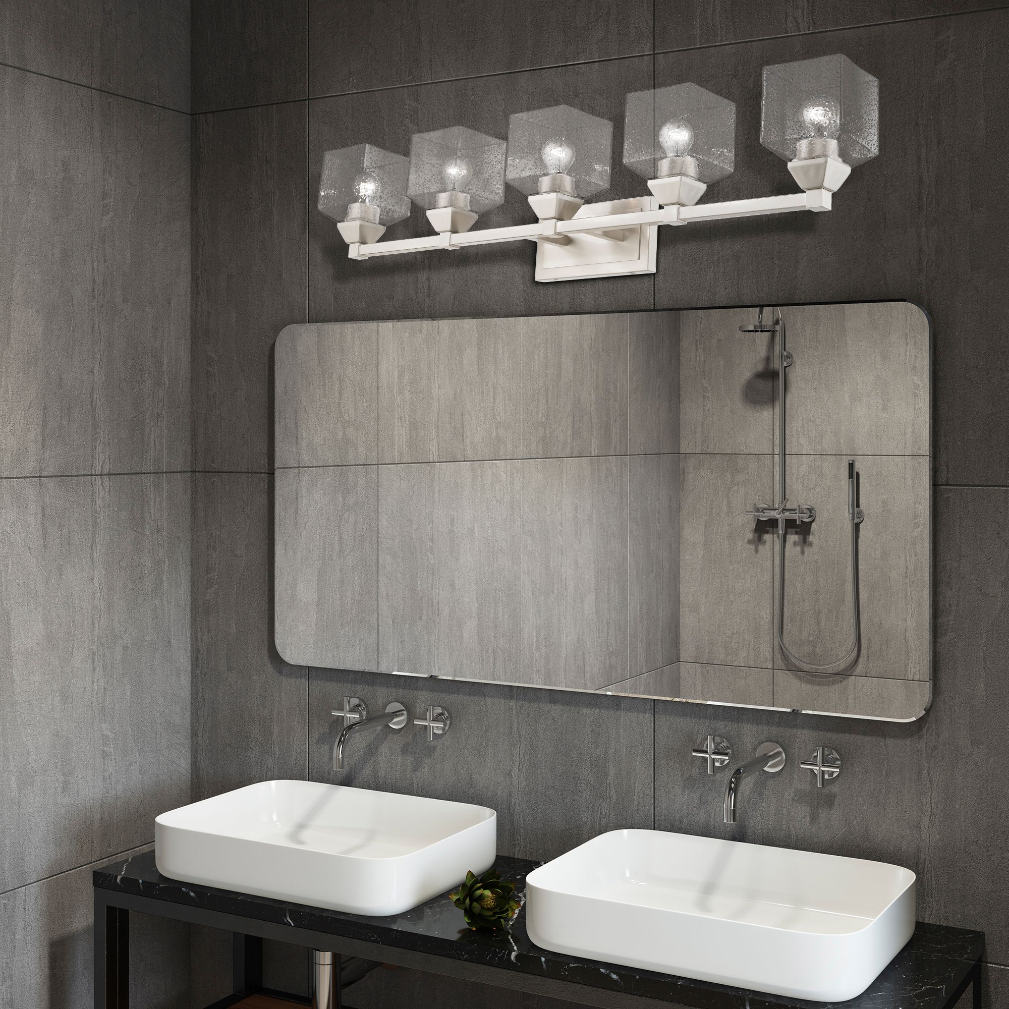 Aragon 42" Wide Brushed Nickel 5-Light Bath Light in scene