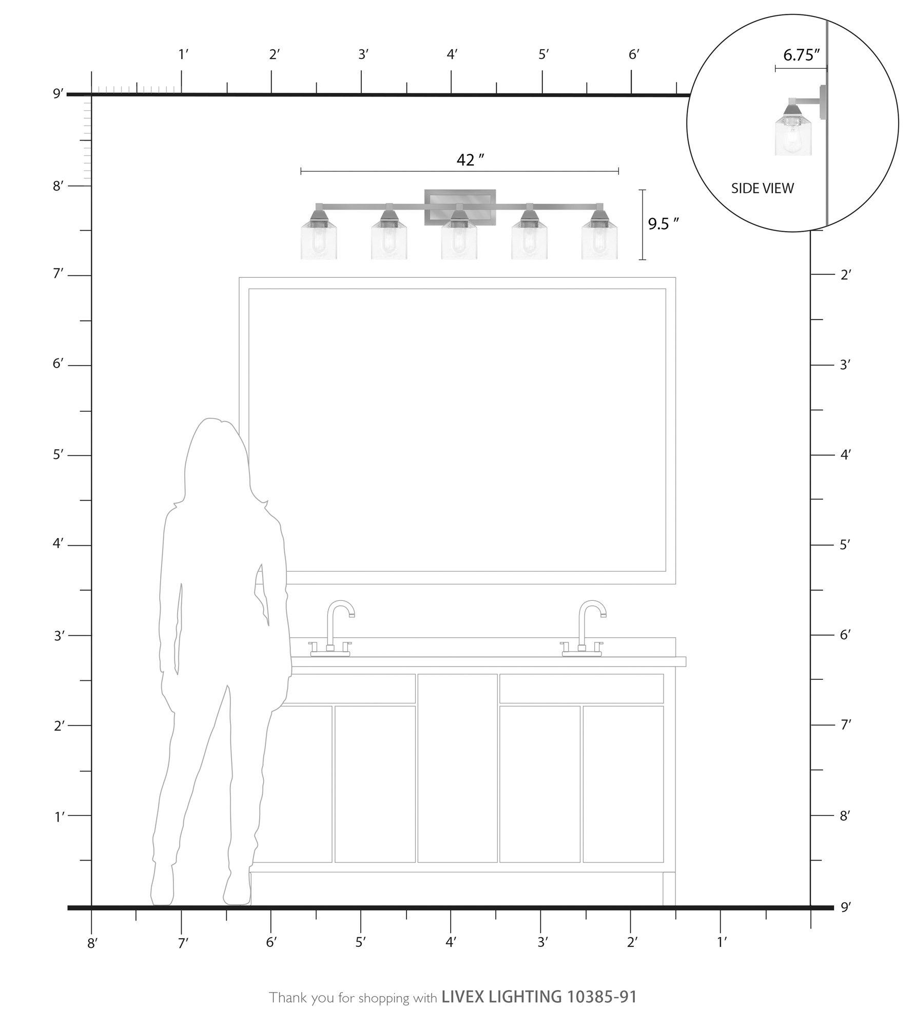 Aragon 42" Wide Brushed Nickel 5-Light Bath Light in scene
