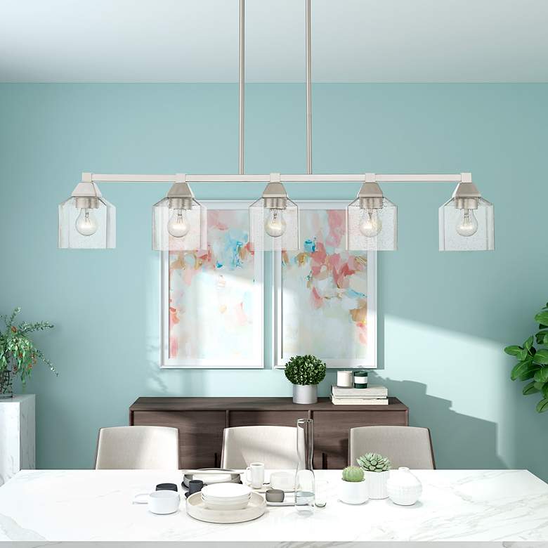 Image 1 Aragon 5 Light Brushed Nickel Linear Chandelier