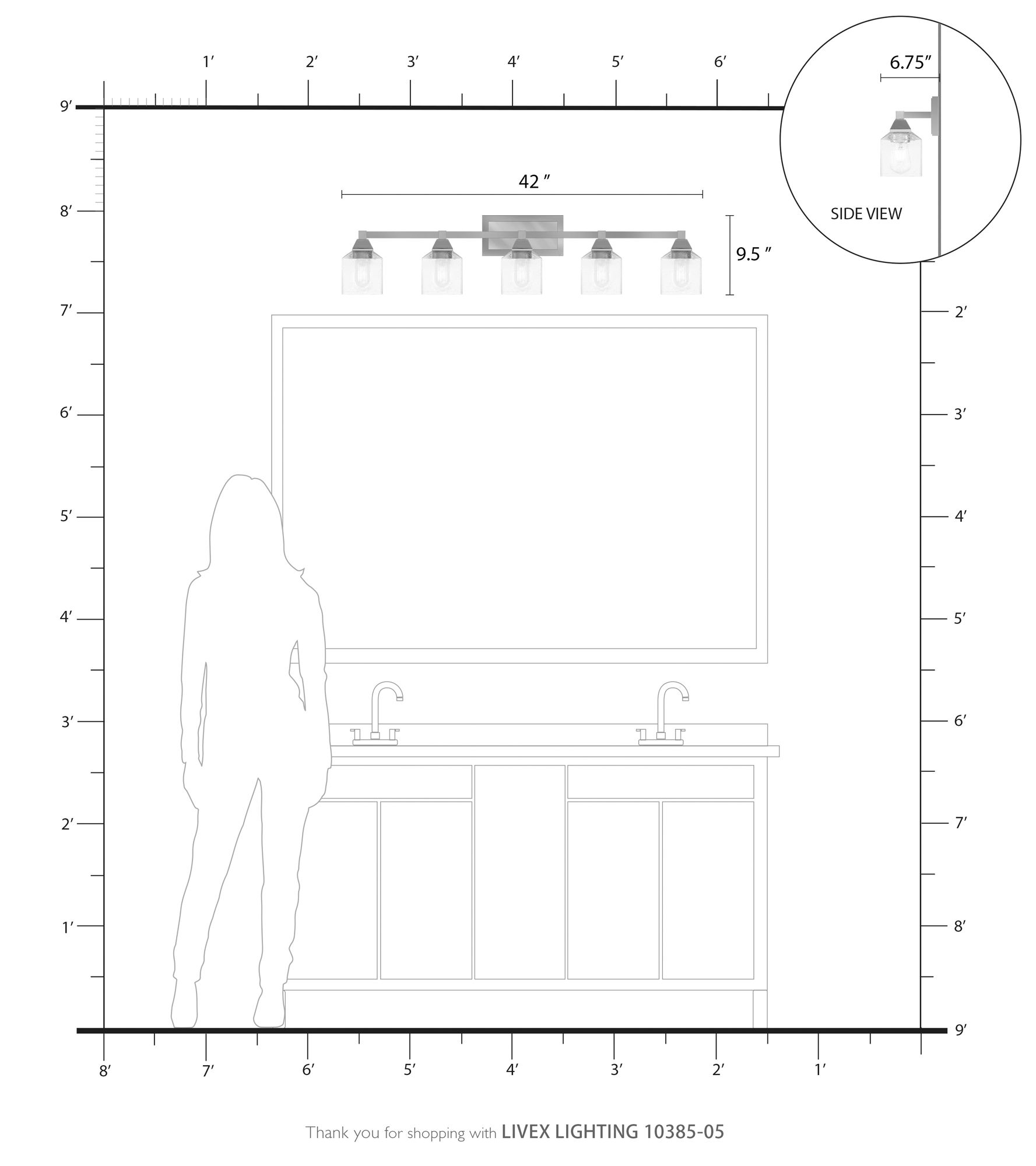 Aragon 5 Light Polished Chrome Vanity Light
