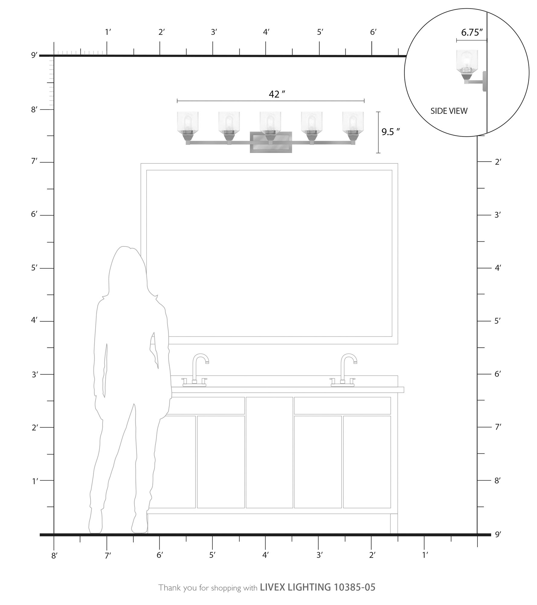 Aragon 5 Light Polished Chrome Vanity Light