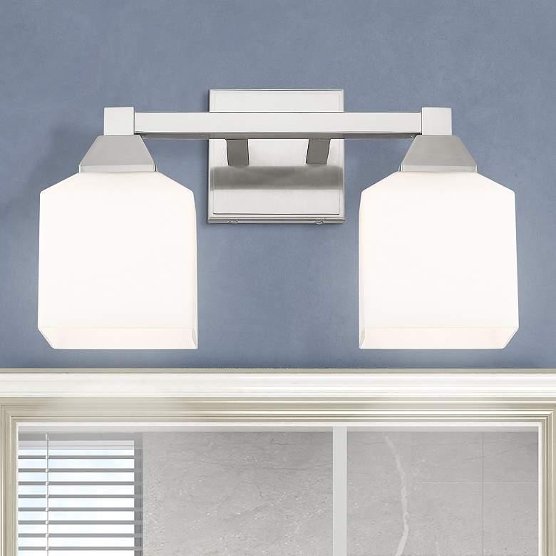 Image 1 Aragon 9 1/2" High Brushed Nickel 2-Light Wall Sconce