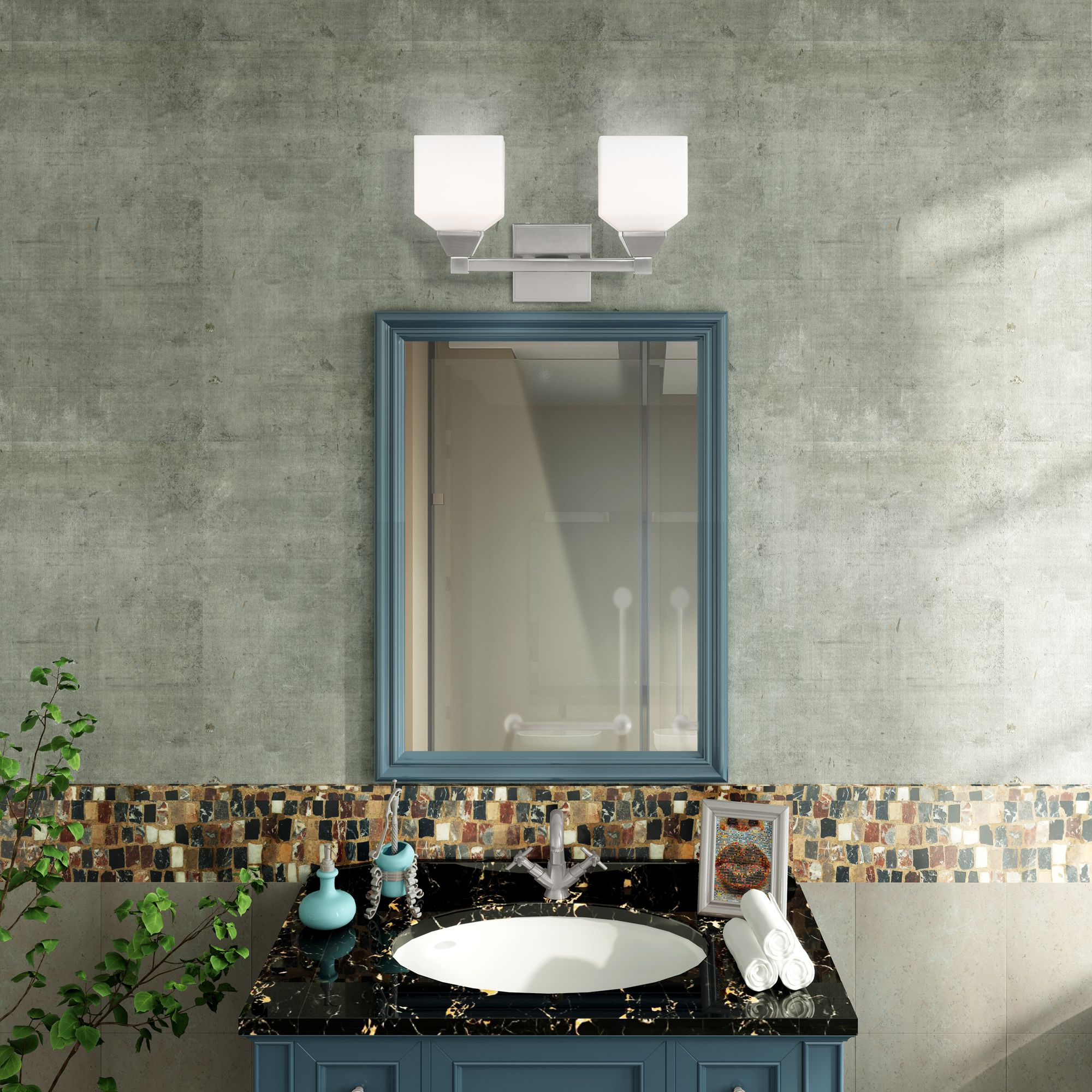 Aragon 9 1/2" High Brushed Nickel 2-Light Wall Sconce