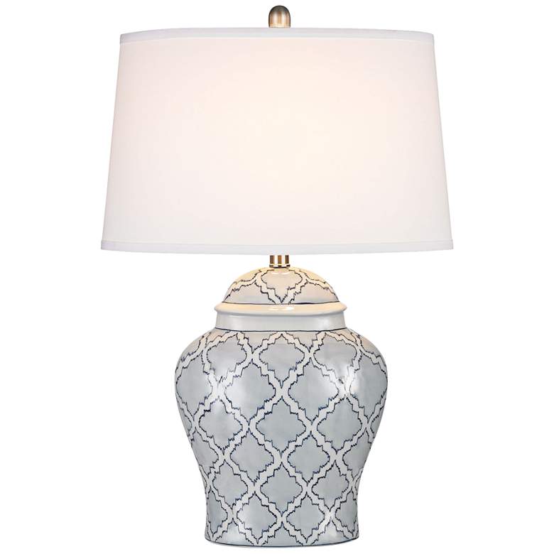 Image 1 Aragon Blue and White Glaze Ceramic Table Lamp