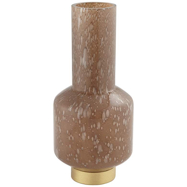 Image 1 Aralu 12 3/4 inch High Glossy Brown Bubble Glass Decorative Vase
