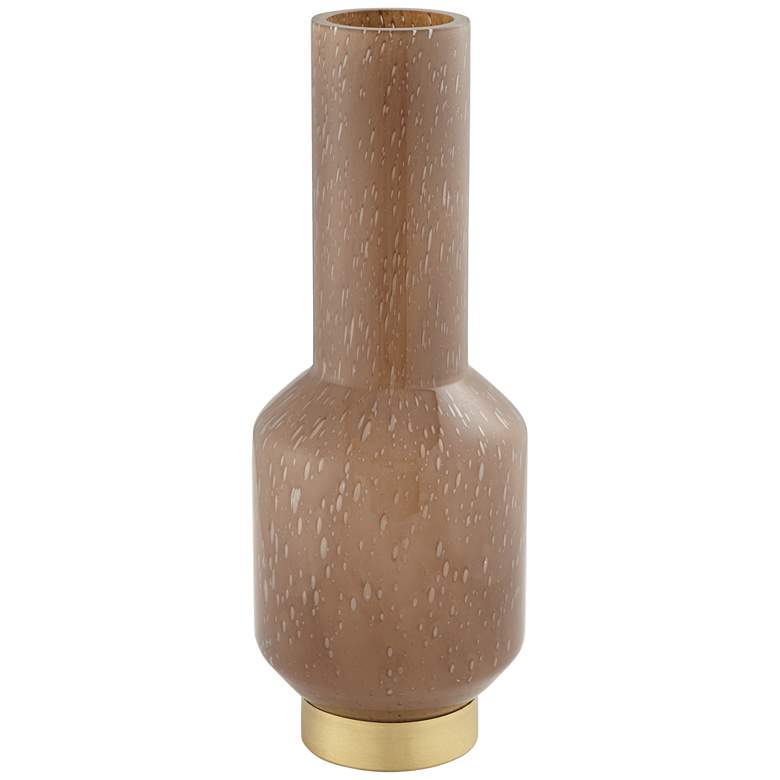 Aralu 16 1/2&quot; High Glossy Brown Bubble Glass Decorative Vase