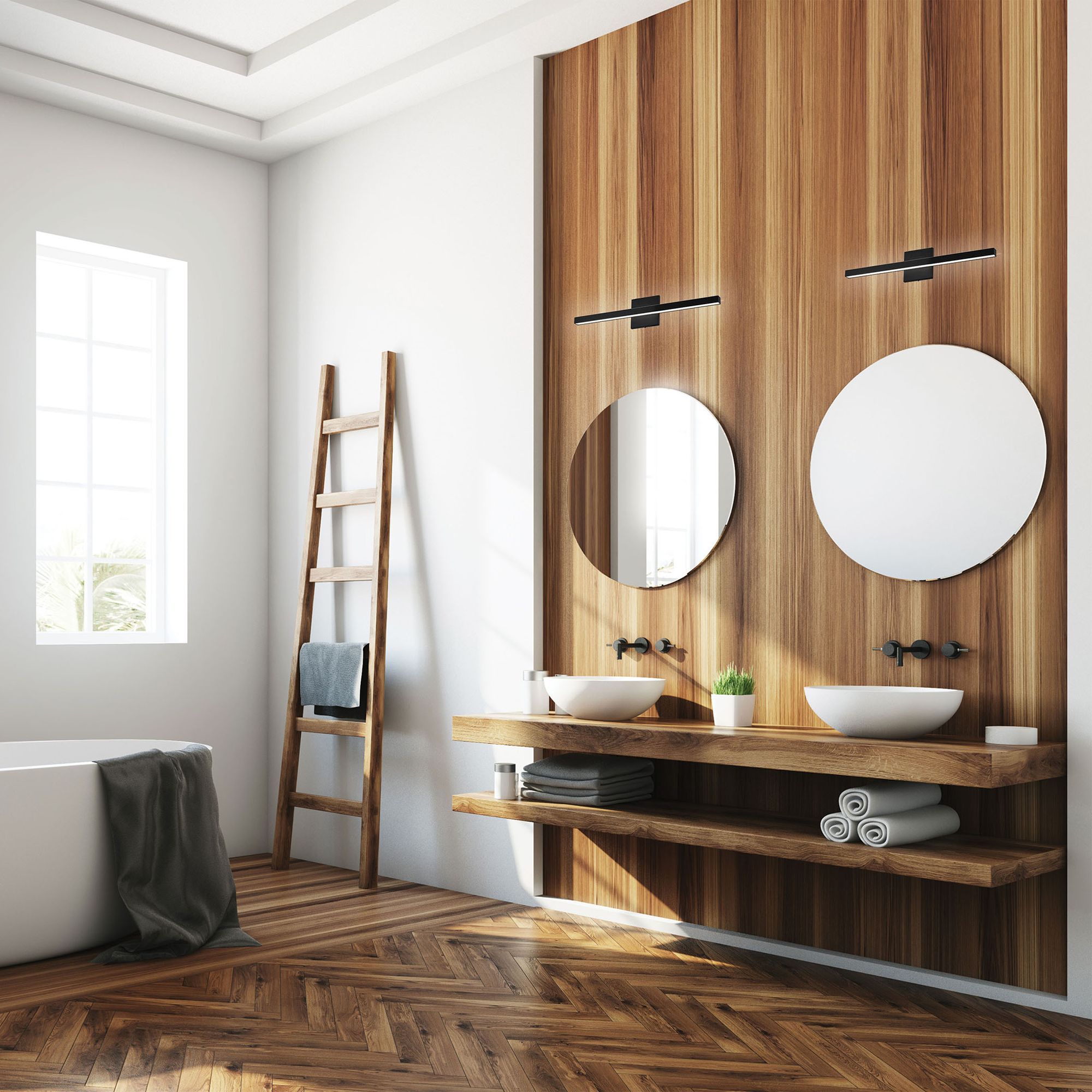 Image 2 Arandel 23.75" Wide Matte Black 18W LED Vanity Light With White Diffuser more views