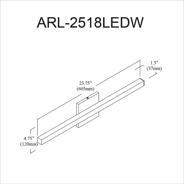 Image 3 Arandel 23 3/4" Wide Painted Black LED Bath Light more views