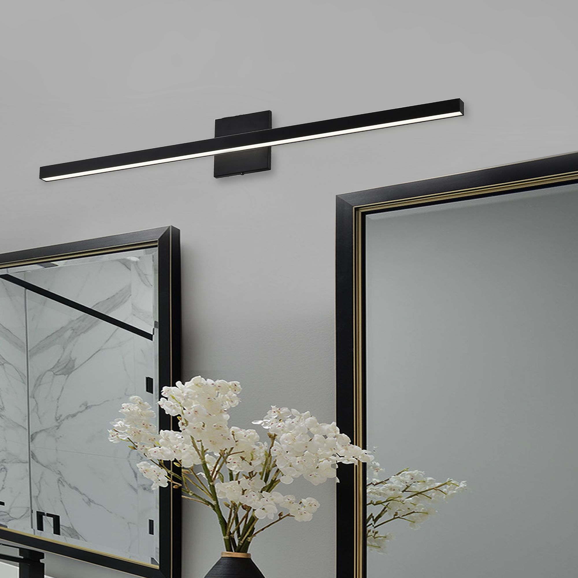 Image 2 Arandel 35.5" Wide Matte Black 24W LED Vanity Light With White Diffuser more views