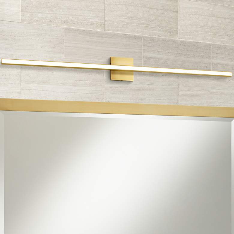 Image 1 Arandel 47 1/2 inch Wide Aged Brass LED Bath Bar