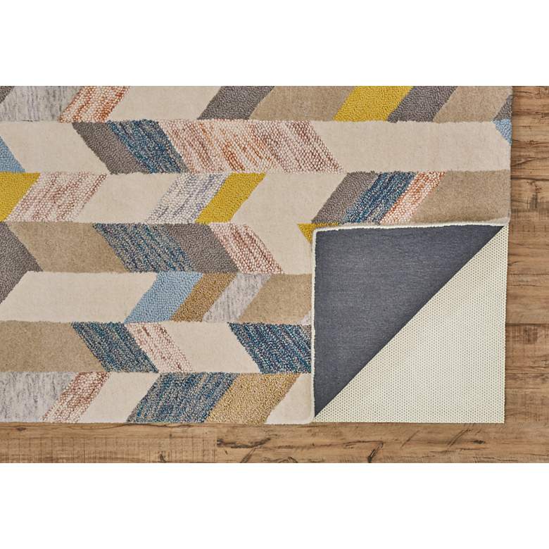 Image 4 Arazad 7238446 5&#39;x8&#39; Blue and Gold Graphic Chevron Area Rug more views