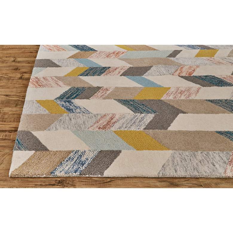 Image 7 Arazad 7238446 5'x8' Blue and Gold Graphic Chevron Area Rug more views
