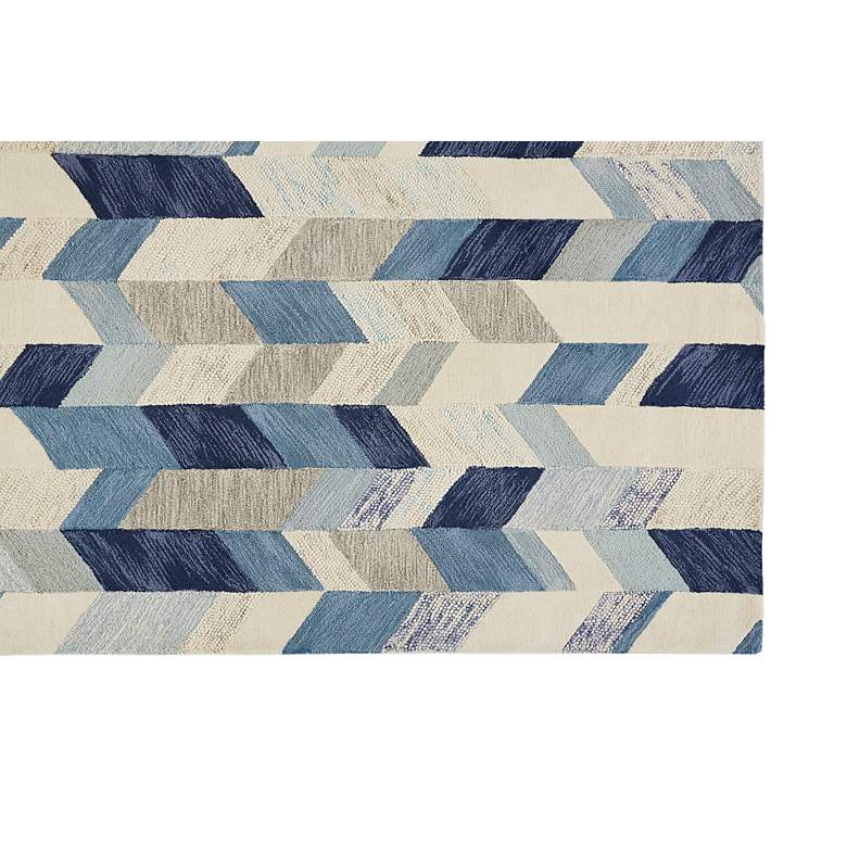 Image 3 Arazad 7238446 5'x8' Ivory and Blue Graphic Chevron Area Rug more views