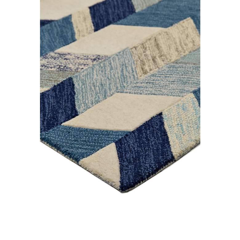 Image 4 Arazad 7238446 5'x8' Ivory and Blue Graphic Chevron Area Rug more views