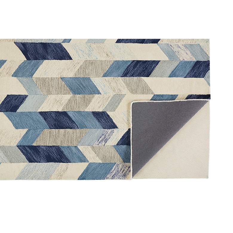 Image 5 Arazad 7238446 5'x8' Ivory and Blue Graphic Chevron Area Rug more views