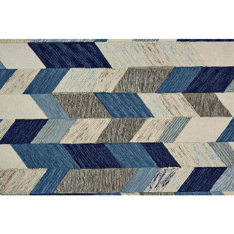 Image 6 Arazad 7238446 5'x8' Ivory and Blue Graphic Chevron Area Rug more views