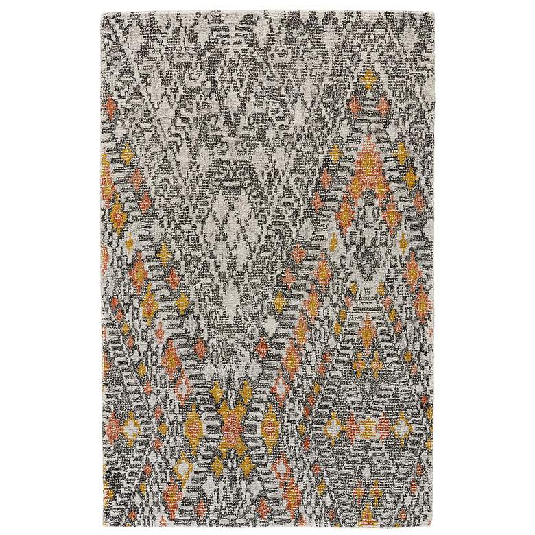 Image 2 Arazad 7238476 5'x8' Gray and Orange Tribal Graphic Area Rug