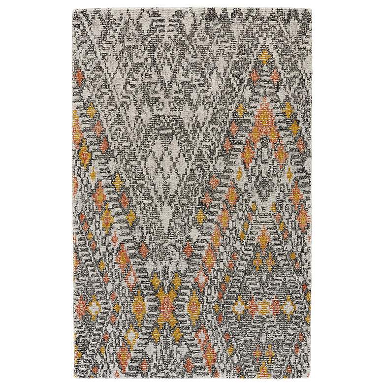 Image 2 Arazad 7238476 5&#39;x8&#39; Gray and Orange Tribal Graphic Area Rug