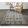 Thumbnail1 of Arazad 7238479 2'x3' Black and Ivory Tribal Diamond Area Rug